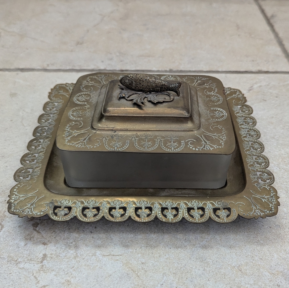 VTG Brass Glass Caviar Dish